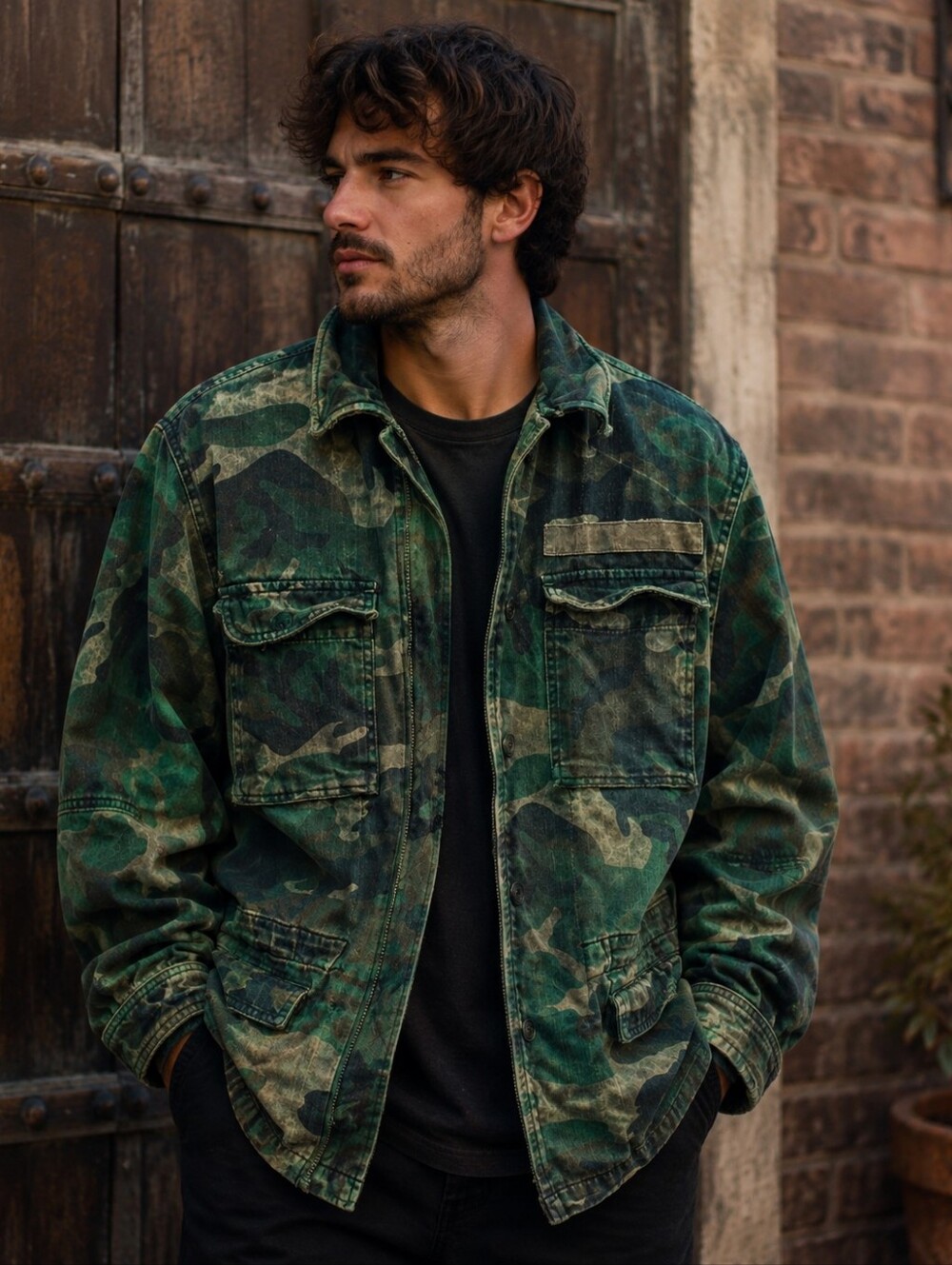 💚Free People Camo Utility Jacket XS | Distressed Military Style💚